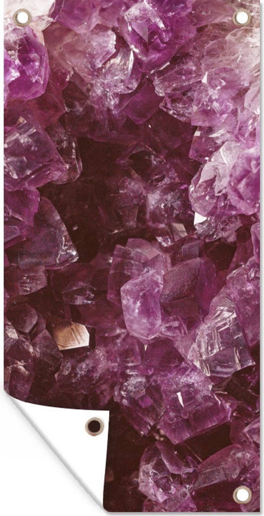 MuchoWow 30x60 cm Outdoor-Poster Gartendeko Sichtschutz Garten Poster für den Garten Edelsteine - Amethyst - Kristalle und Edelsteine
