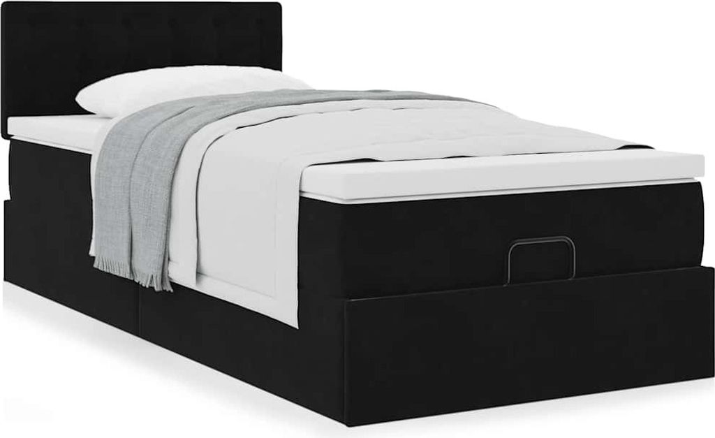 Maison Exclusive - Ottoman-Bett mit Matratze Schwarz 80x200 cm Samt