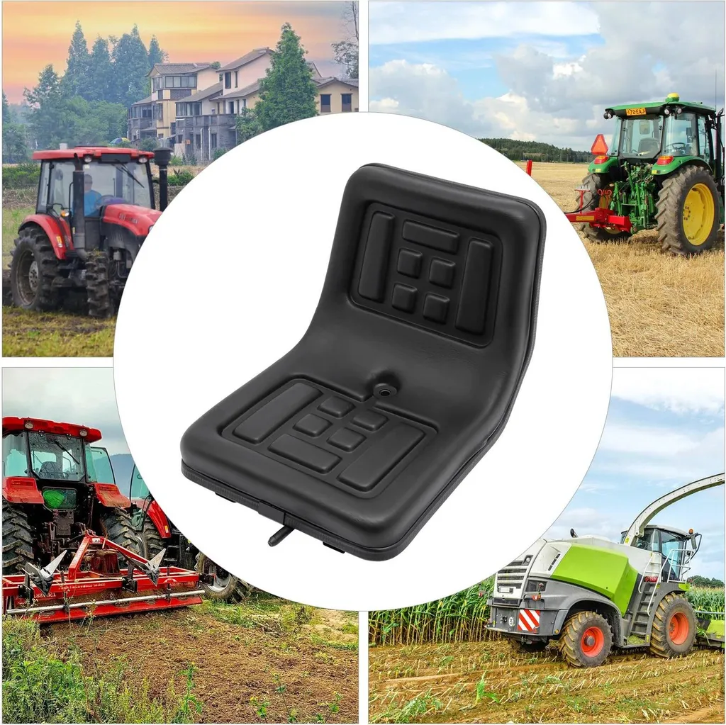 Sedile Universale per Trattore e Muletto - Robusto Ferro e PVC Nero - 2