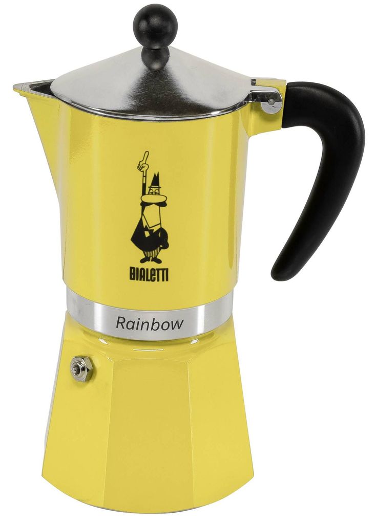 Bialetti Rainbow, Mokka-Kanne, Schwarz, Gelb, Aluminium, 6 Produktbild 