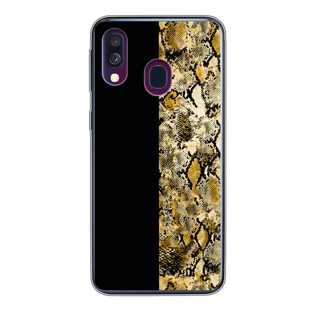 MuchoWow Handyhülle Schutzhülle Hülle für Samsung Galaxy A40 Schlange - Gold - Luxus Silikon Softcase Handy Hülle - Handy-Tasche