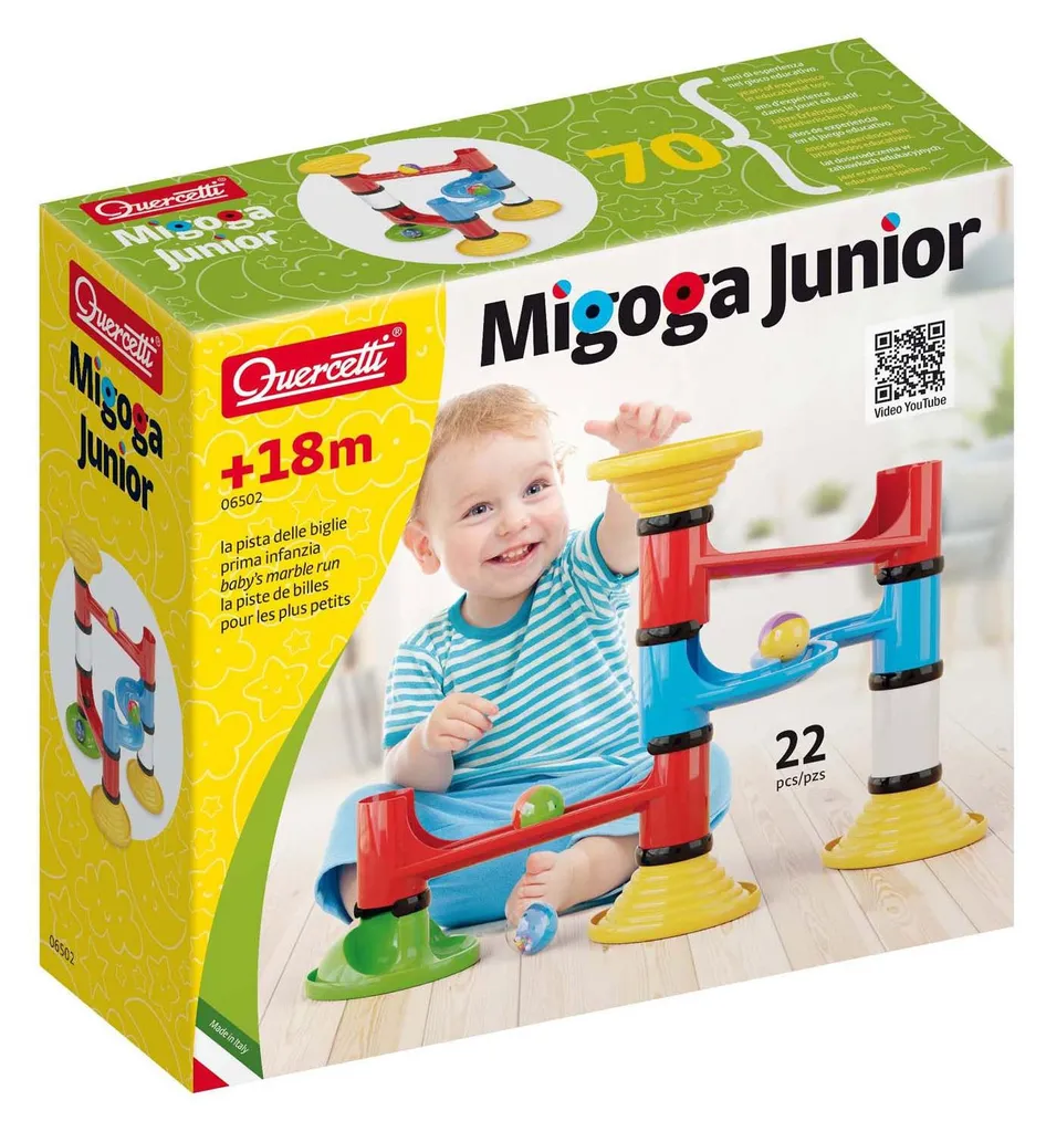 Quercetti Migoga Junior 22 pièces : premier circuit de billes évolutif