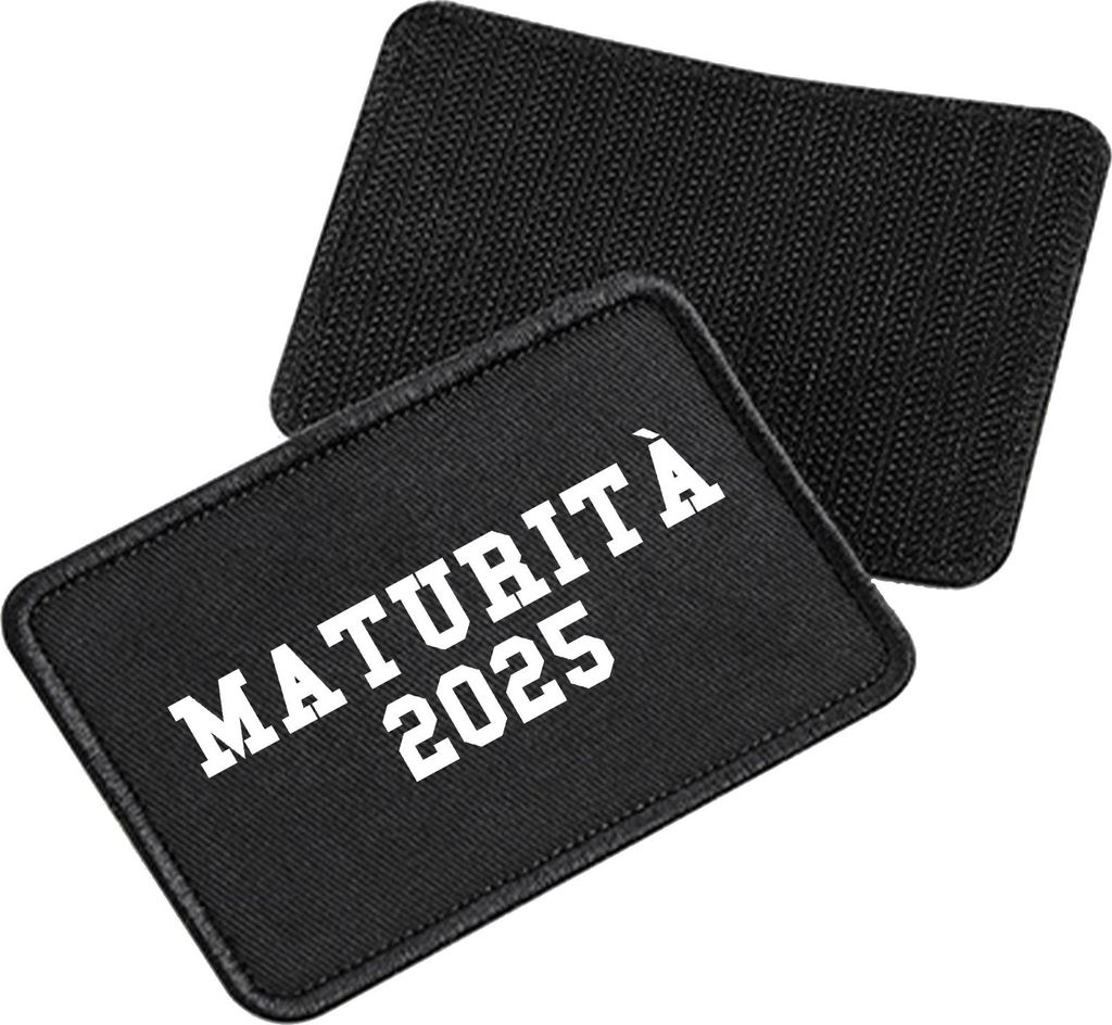 Huuraa Patch Maturità 2025 Abschluss Italien Black 10 x 6,5cm Baumwolle Klettpatch für Mütze Geschenkidee