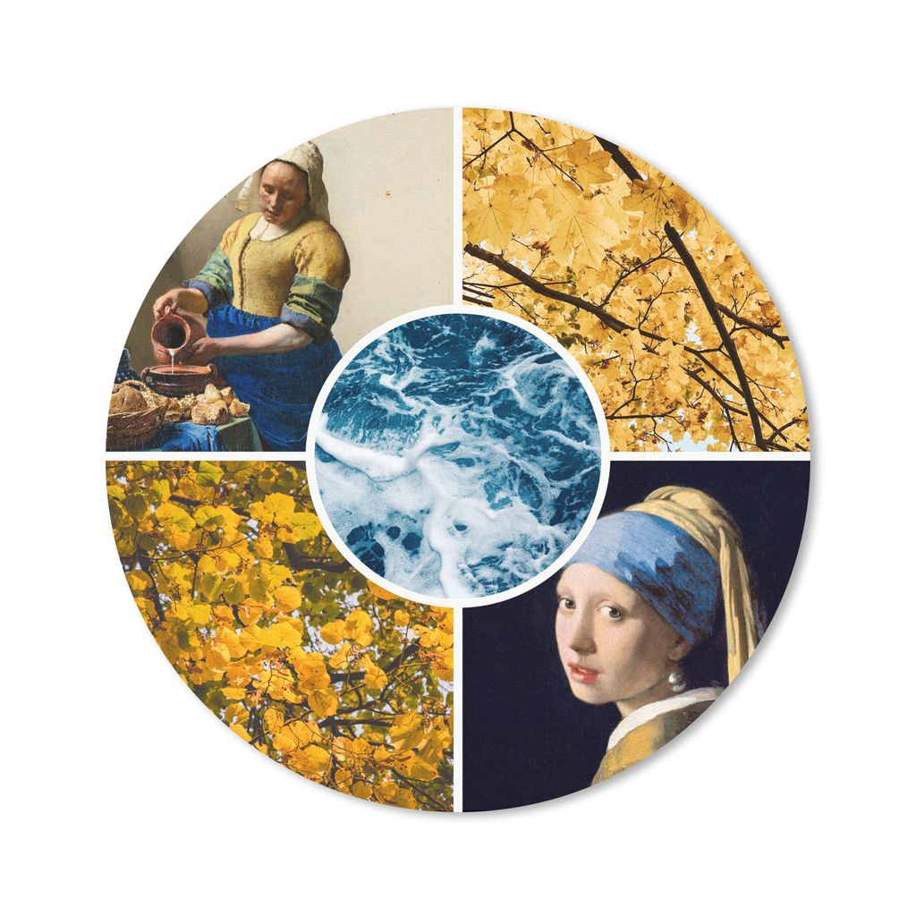 MuchoWow Mauspad Mousepad Vermeer - Collage - Kunst 40x40 cm - Mousepads - Maus Mat - Pad - Mausunterlage - Schreibtisch Accessoires