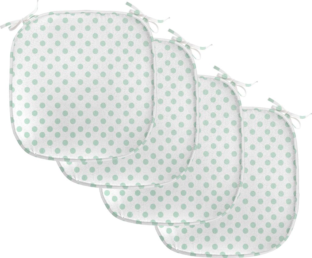 ABAKUHAUS Grün Polster für Esszimmerstühle, Pastelltupfen-Baby, Dekoratives wasserfestes Kissen mit Riemen für Küchensitze, 40 cm x 40 cm-4er ...