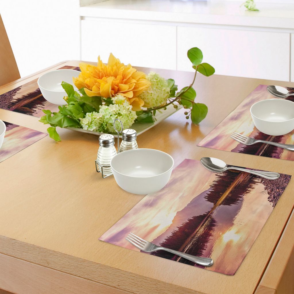 ABAKUHAUS Landschaft Platzmatten, Grand Teton-Gebirgszug bei Sonnenuntergang Jackson Lake Calm Nationalpark USA, Tiscjdeco aus Farbfesten Stoff fü...