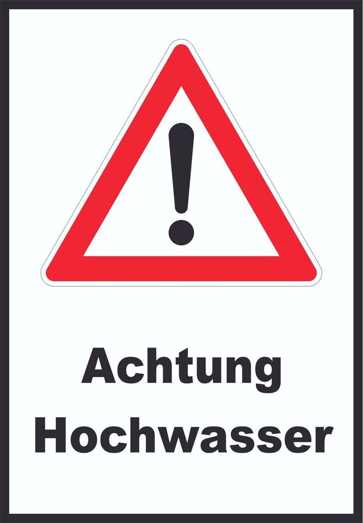 Achtung Hochwasser Schild A4 (210x297mm)