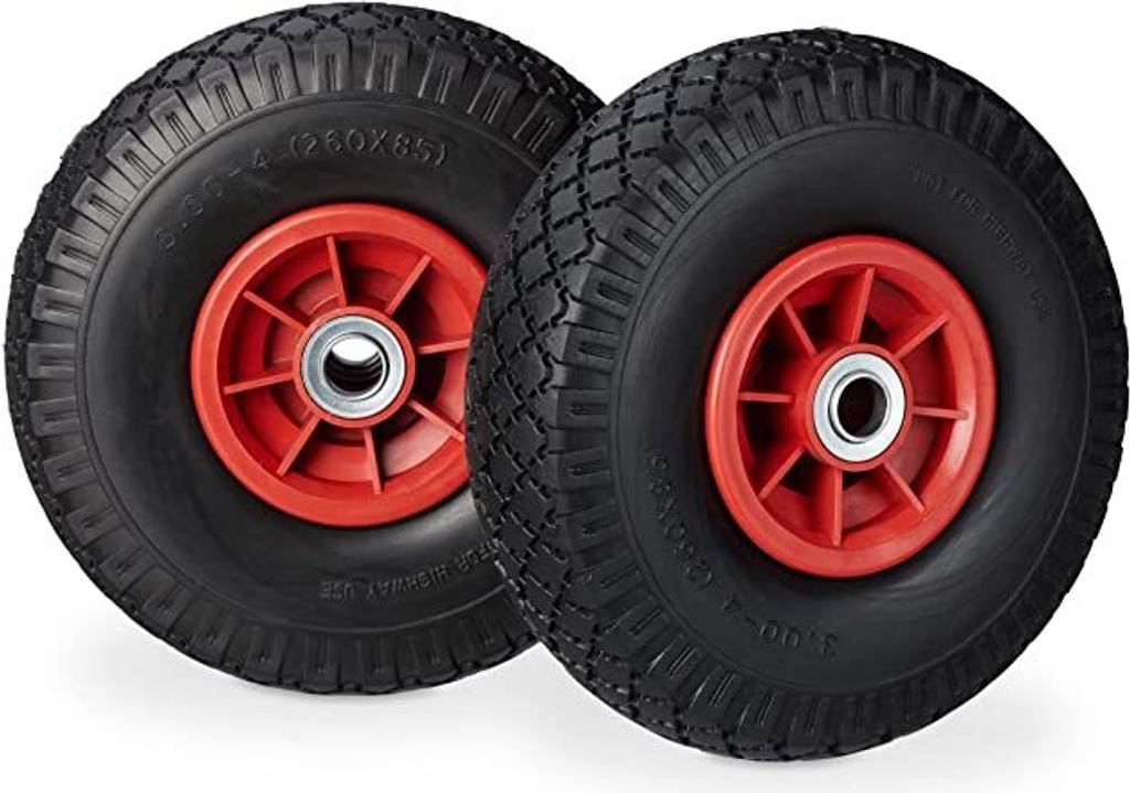 2x Ersatzrad für Handwagen|Bollerwagen|Sackkarre - 3.00-4 / 260x85 / 2.0 bar