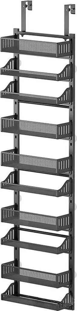 Rayonnage métallique noir 10 niveaux, organisateur de réserve durable