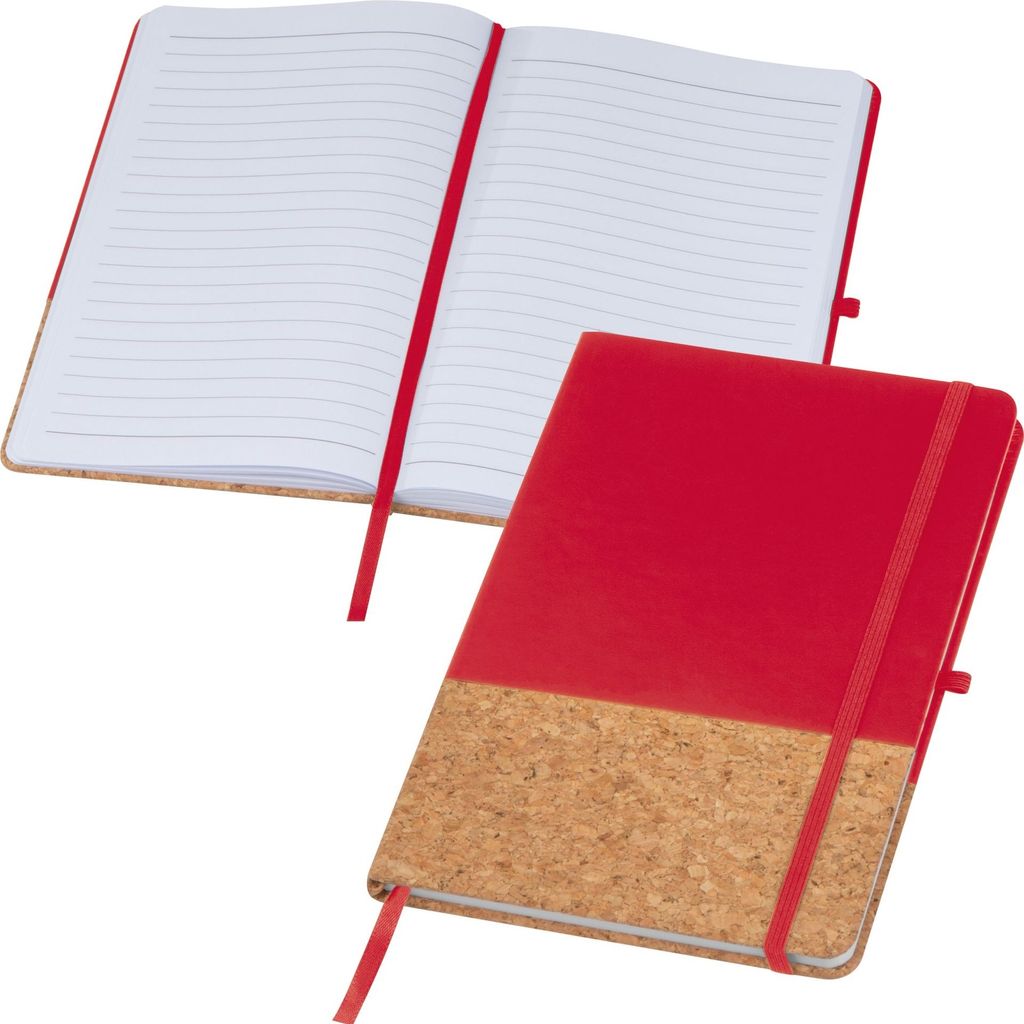 Notizbuch mit PolyurethanKork Cover / A5 / 160 linierte Seiten / Farbe: rot