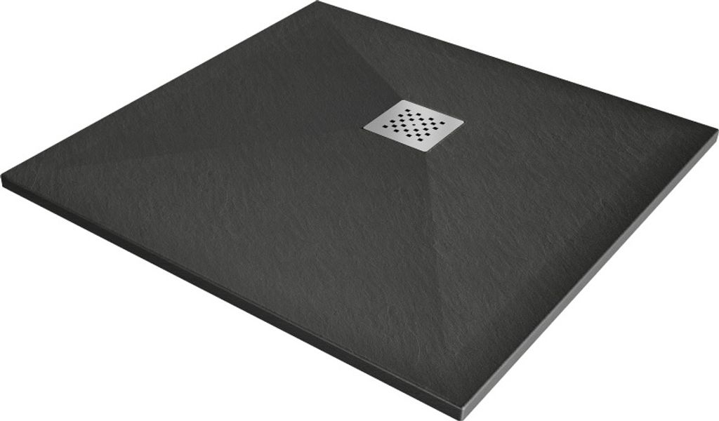 Mexen Stone+ Quadratische Duschwanne aus Verbundwerkstoff 90 x 90 cm, Anthrazit - 44719090