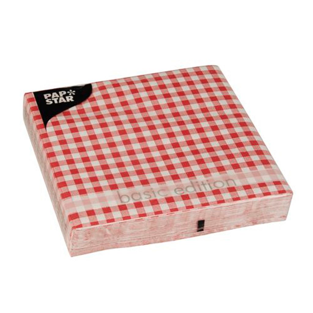 PAPSTAR Motivservietten "Vichy Karo" 330 x 330 mm rot 30 Produktbild 