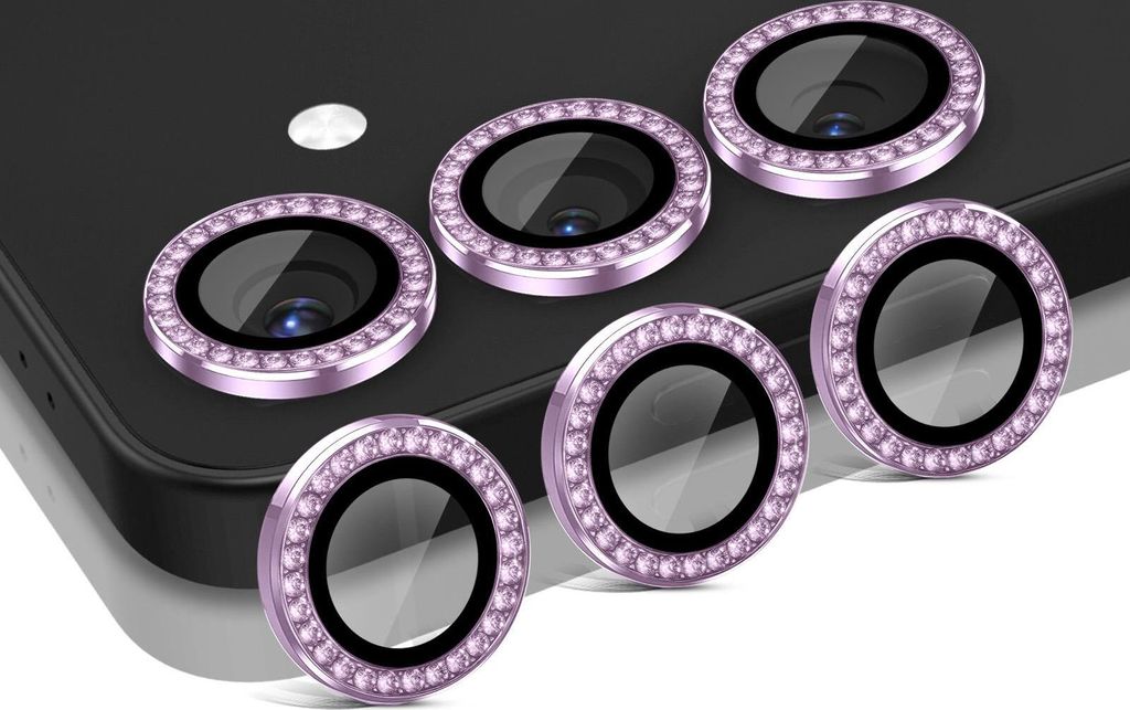 Kamera Linsenschutz Glas Set mit Schmucksteinen für Samsung Galaxy S25 Schutzglas Camera Linse Panzerfolie 9H Helles Violett