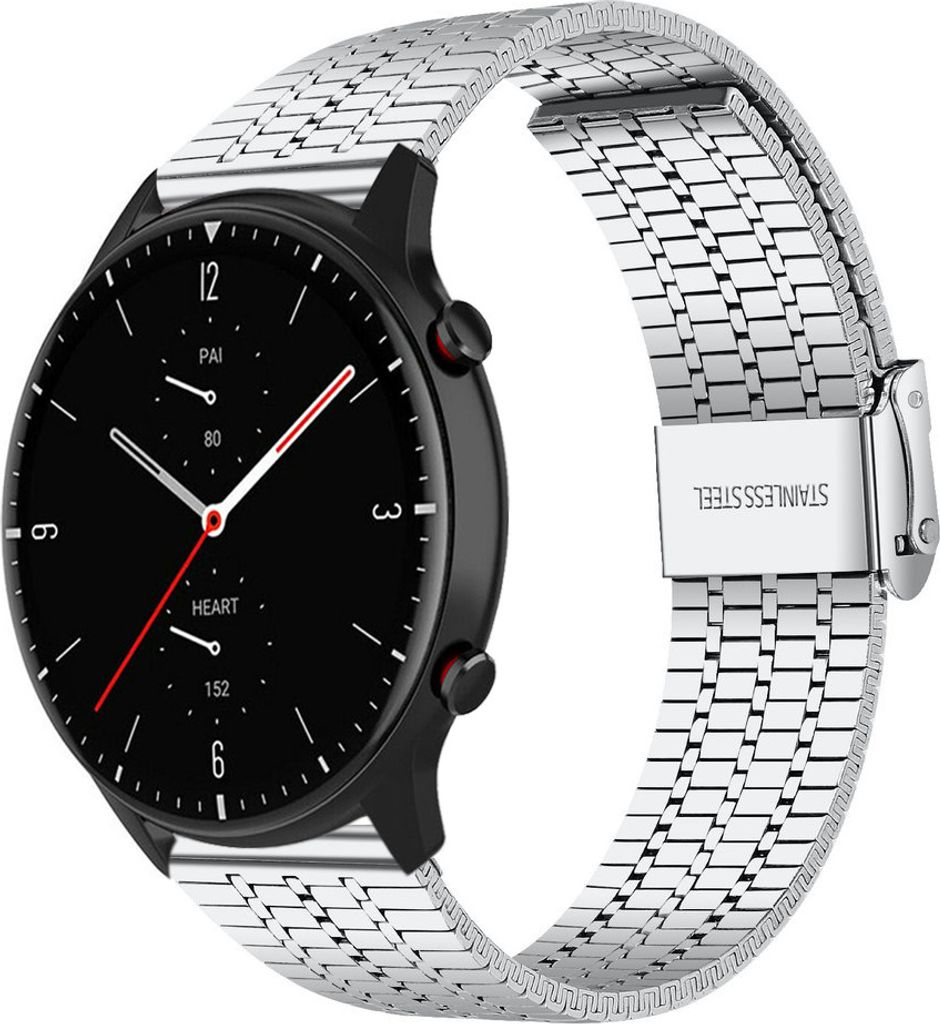 Strap-it Edelstahlarmband - Kompatibel mit Amazfit GTR 2 Armband Ersatzarmband Edelstahl - Verstellbarer Verschluss - Hochwertiges Material - für ...