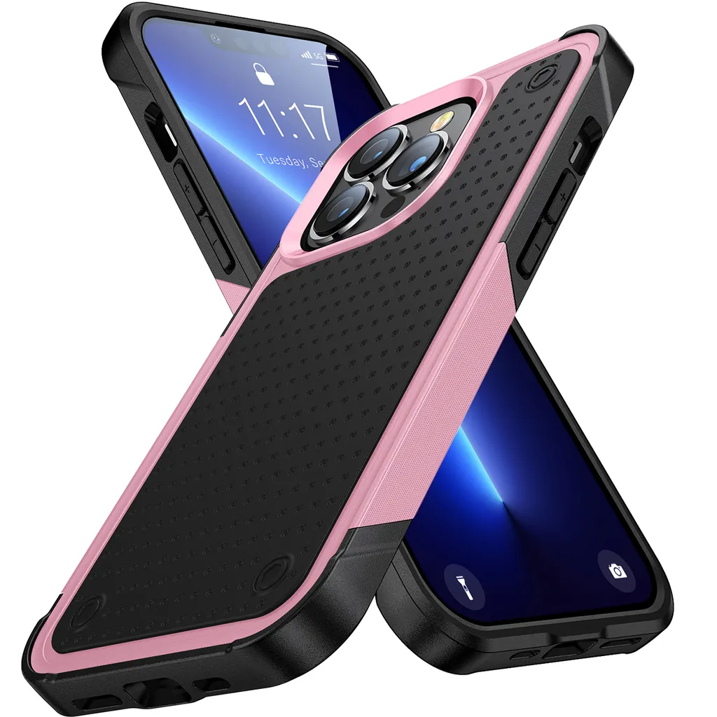 Cover Militare iPhone 13 Pro Max 2-in-1 PC+TPU Rosa e Nero Shockproof