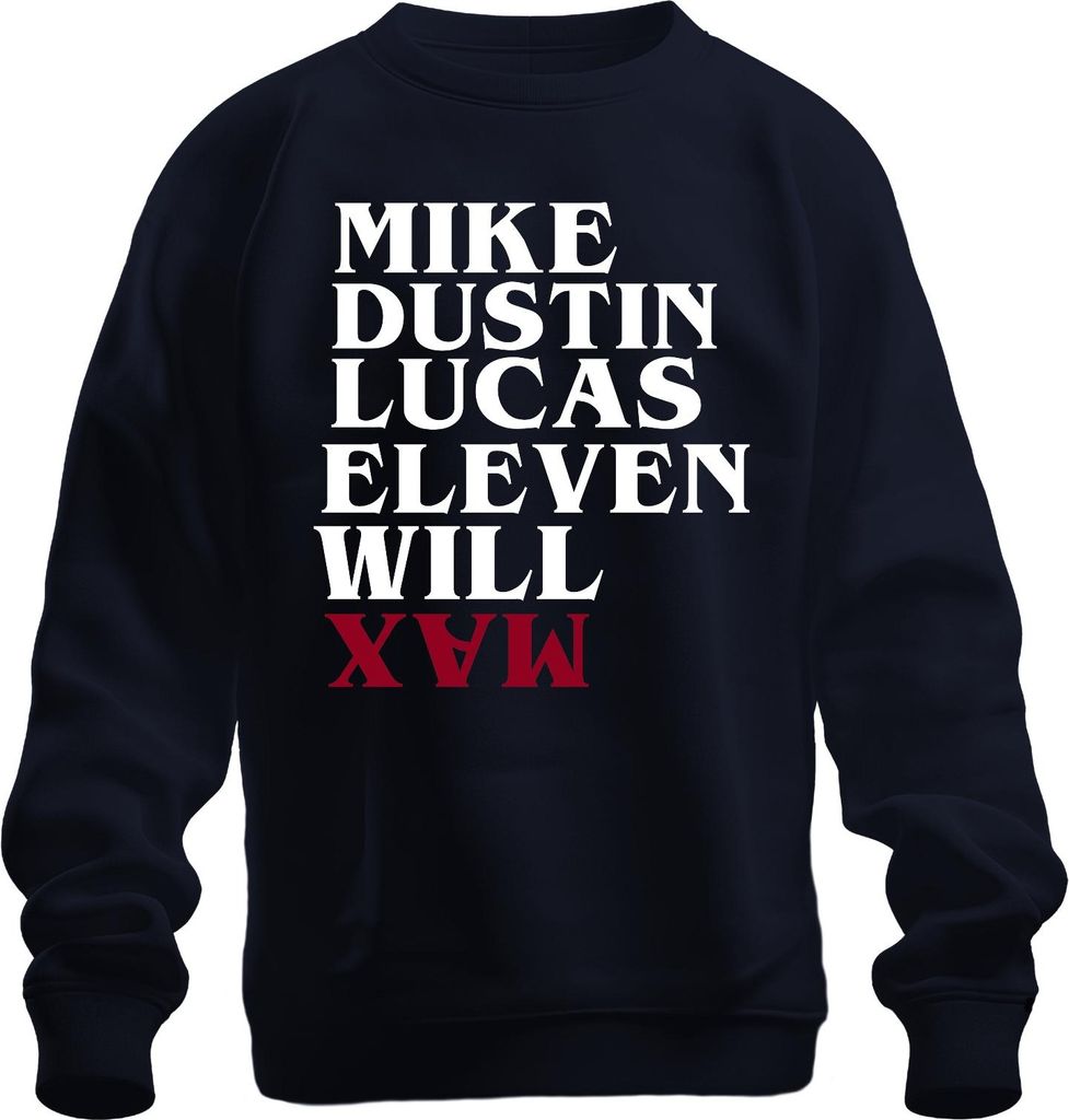 Stranger Mike Dustin Lucas Eleven Will Max Retro Serienfan Uni Sweatshirt Pullover, Navy, 3XL