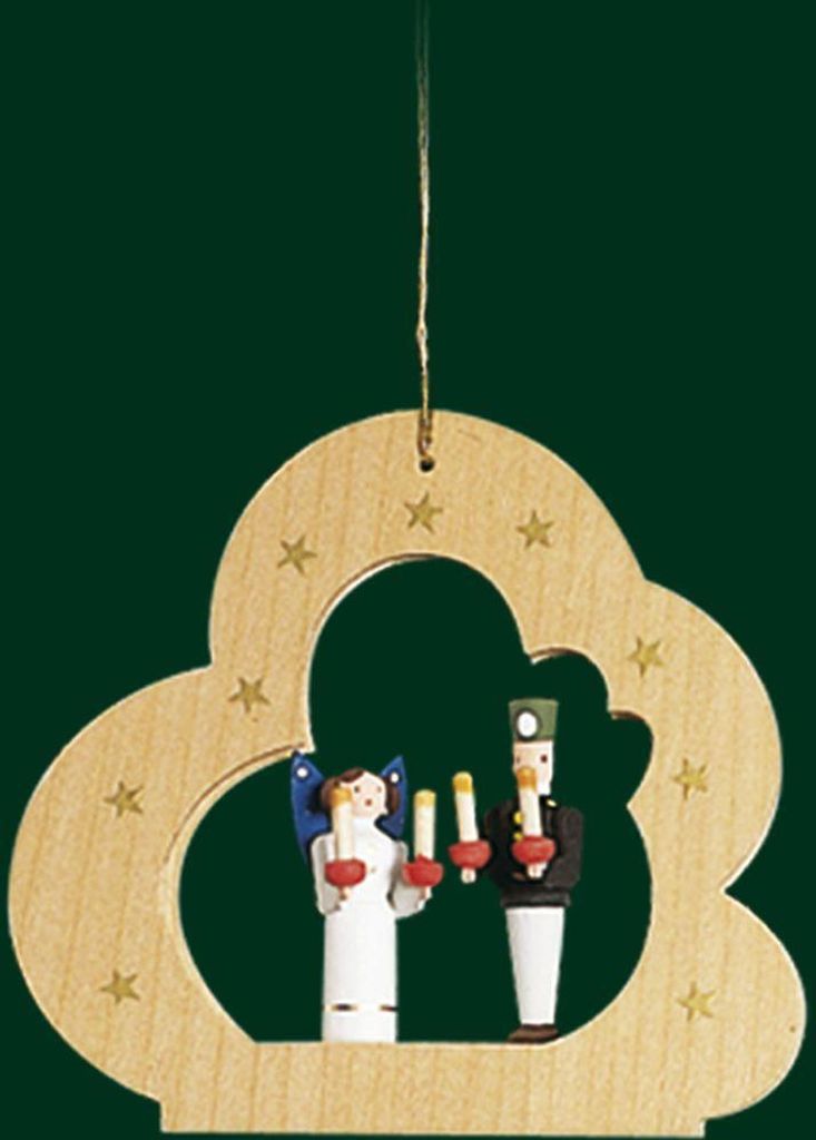 Christbaumschmuck Wolke natur mit Engel & Bergmann Höhe= 9cm NEU