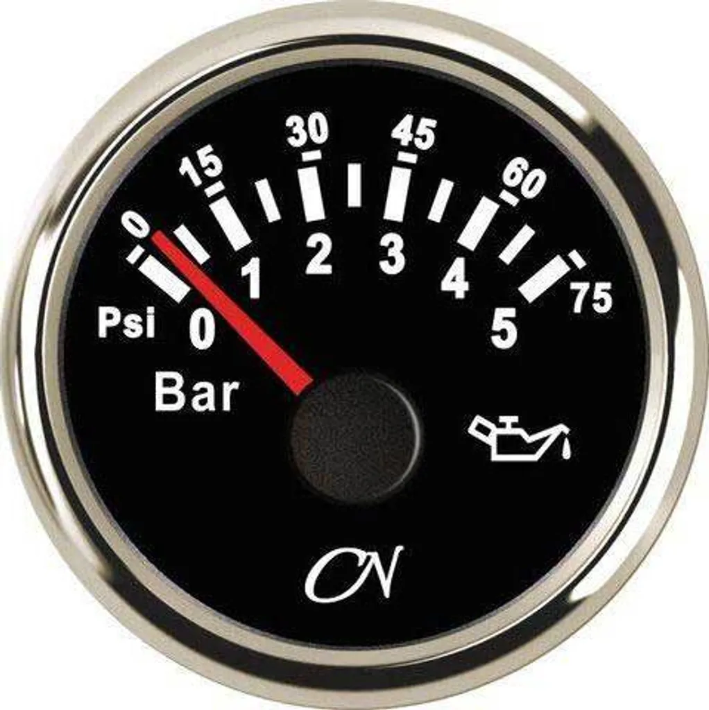 Indicateur de Pression d'Huile 5 Bar Cadran Noir Universel 12V