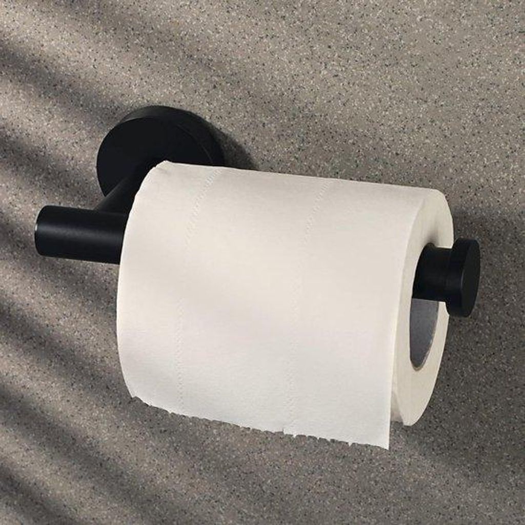Schwarzes Edelstahl-Toilettenset, matt, robust