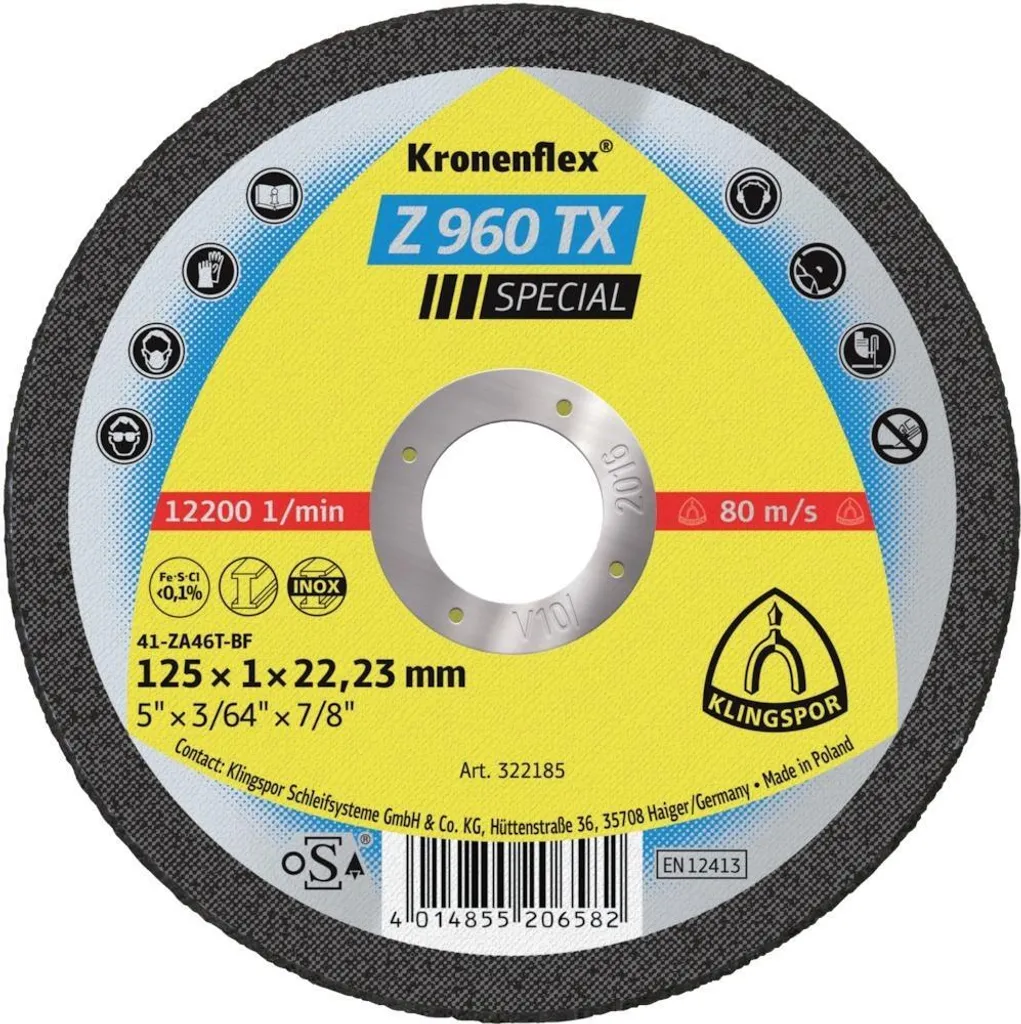 Klingspor Z960TX 115mm: Disco Taglio Professionale Alta Velocità