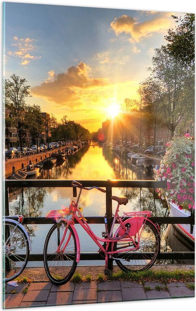 Bilder auf glas - Einteilig - Bikes Kanal Amsterdam Produktbild 
