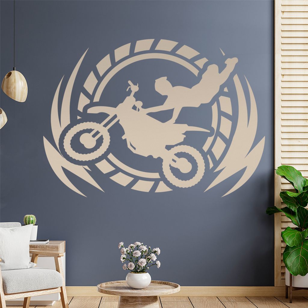 Motocross Stunt Wandtattoo Wandaufkleber Wall Sticker - Dekoration, Küche, Wohnzimmer, Schlafzimmer, Badezimmer