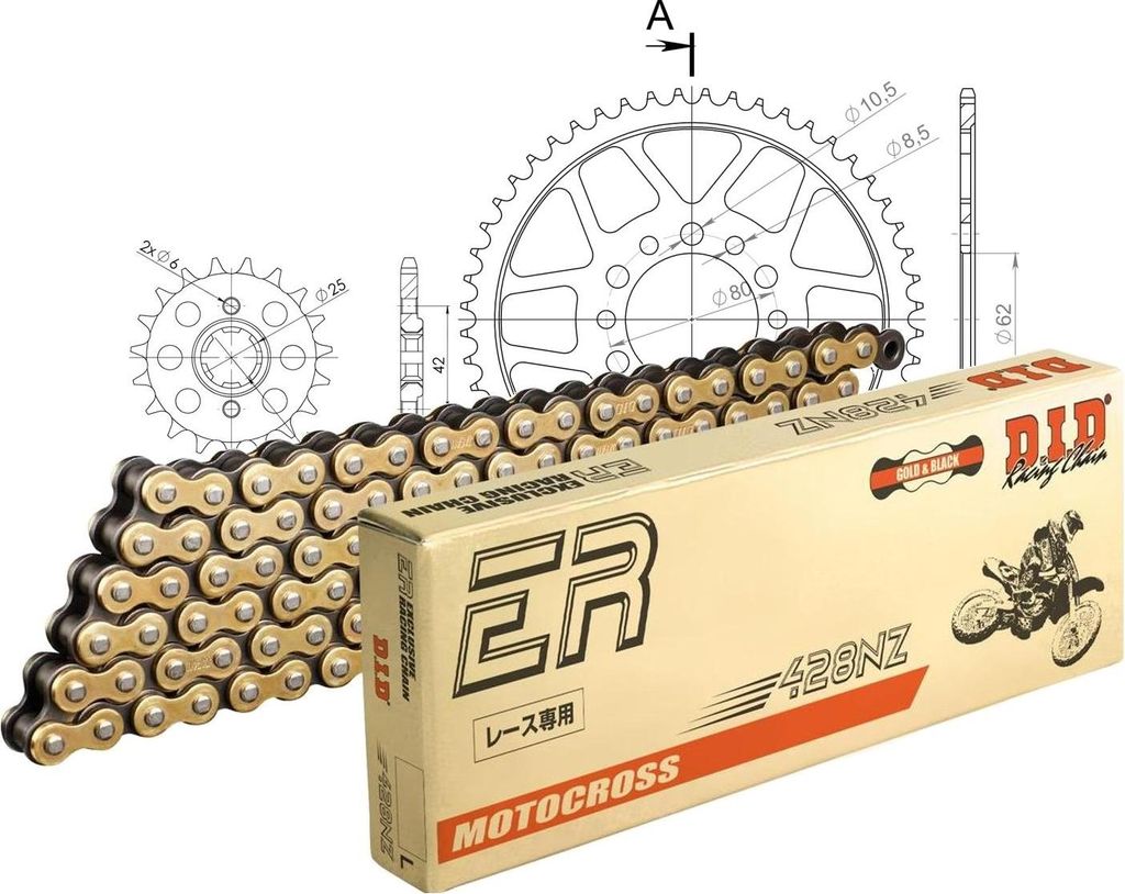 DID Kit Stahl Kompatibel mit Yamaha XT350 85-96 19-52-128 DID428NZ(G&B) Clip