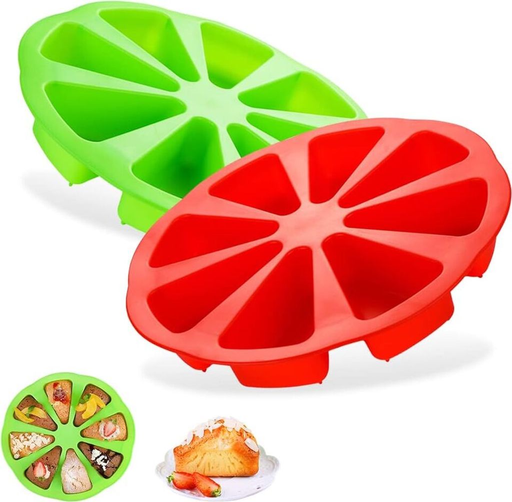 Set mit 2 dreieckigen Kuchenformen aus Silikon - 8 Löcher - 27 x 27 x 5 cm