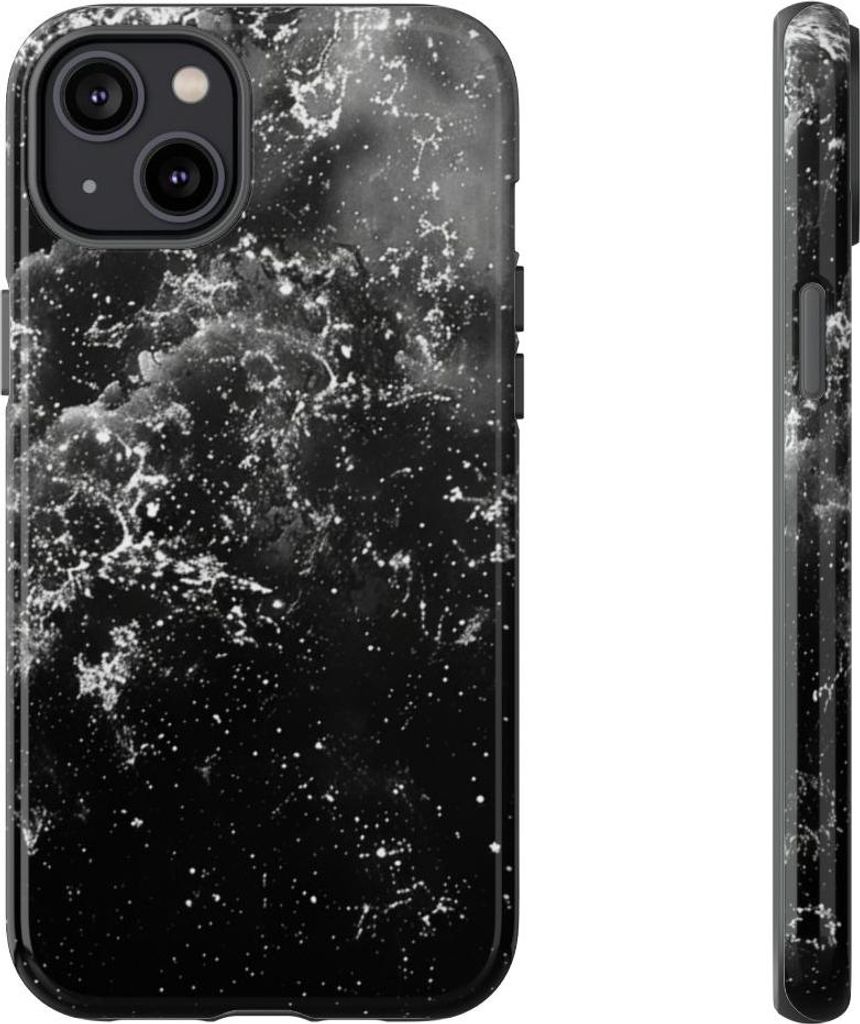 Schwarz-weiße Galaxie – Hülle Kompatibel mit iPhone 14 Plus