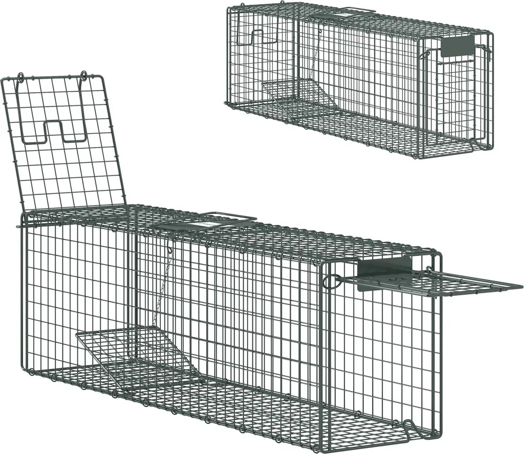 Piège à Rat Grande Taille 100 cm en Acier Vert Double Porte Sécurisée