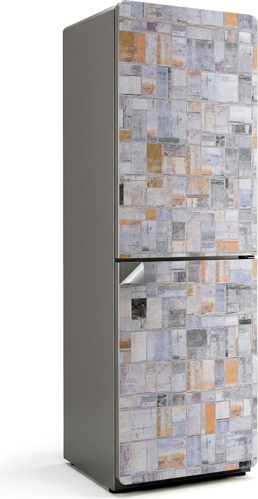 Mosaik aus Rechtecken – Kühlschrank Aufkleber – Klebefolie Kühlschrank – Kühlschrank Nachbildung – Kühlschrankfolie selbstklebend – K...