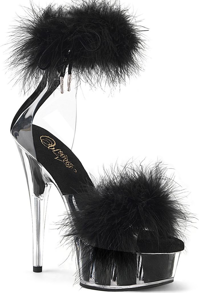 DELIGHT-624F Damen Sandale von Pleaser, Transparent Schwarz Produktbild 