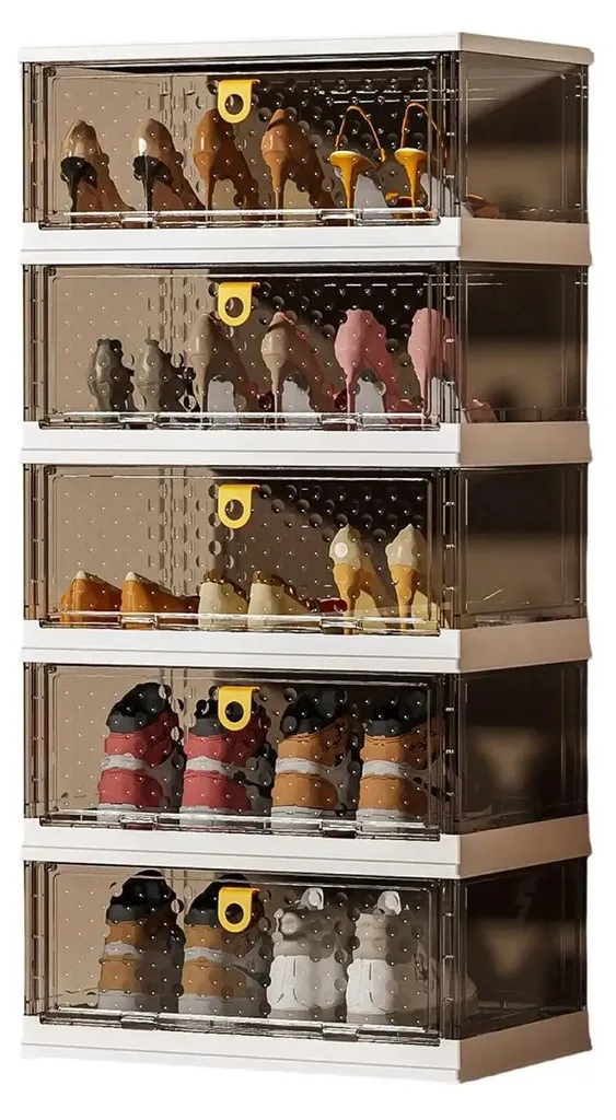 Boîtes de rangement chaussures empilables - Lot de 5 niveaux en PP