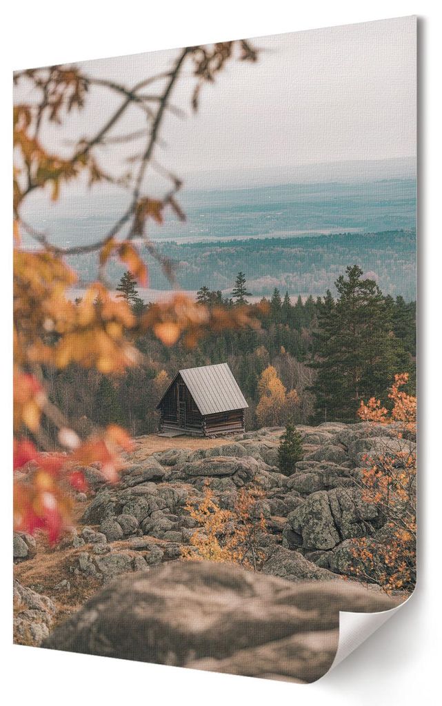 Herbstlandschaft- Kunstdruck A4 - Romantisch, rustikal- Wandbild für Wohnzimmer Schlafzimmer & Flur, Modernes Poster Wanddeko, Ungerahmt