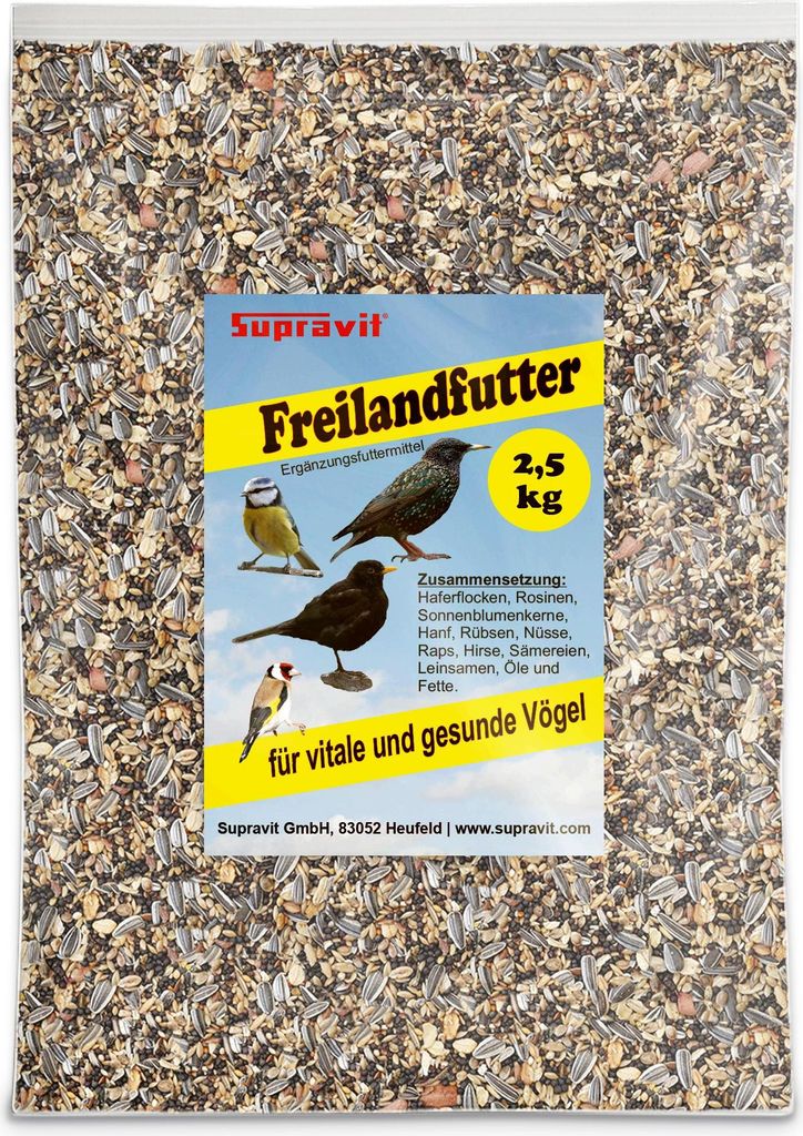 Supravit Freilandfutter für Vögel 2,5kg | energiereiches & proteinreiches Vogelfutter für Freilandvögel & Wildvögel | Ideal zur Fütterung im ...