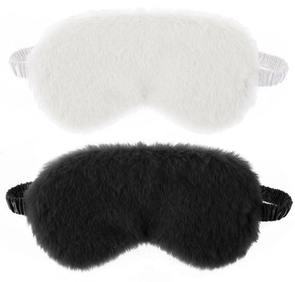 Masque de sommeil occultant en peluche noire et blanche - Modèle Panda