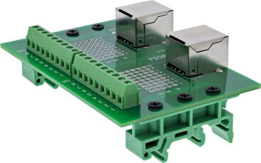 InLine Terminalblock, 2x RJ45 Buchse, gerade, für Hutschiene