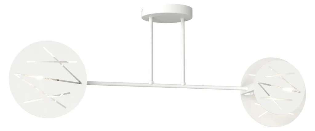 Luminaire suspendu blanc FRICK pour éclairage large pièce 2xE27 métal