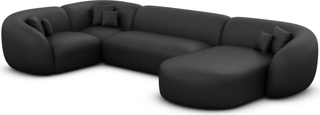 Echtleder U-Form XL Wohnlandschaft Gaia Schwarz Rechts