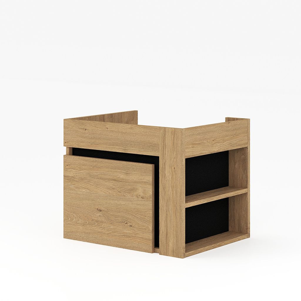 Waschbeckenunterschrank Mouro 60, hängend, mit 1 Schublade, Gold - Schwarz.