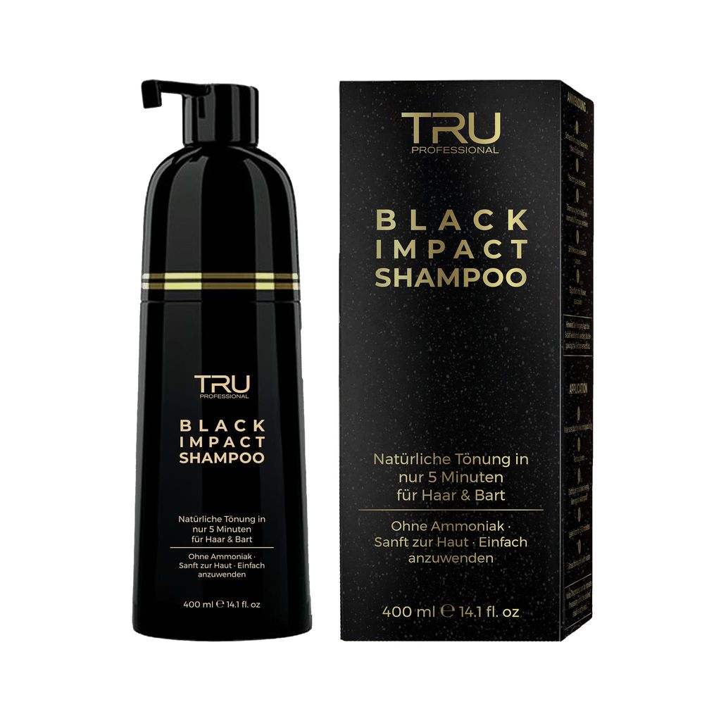 Tru Black Impact Haarfärbeshampoo Schwarz 3in1 gegen graue Produktbild 