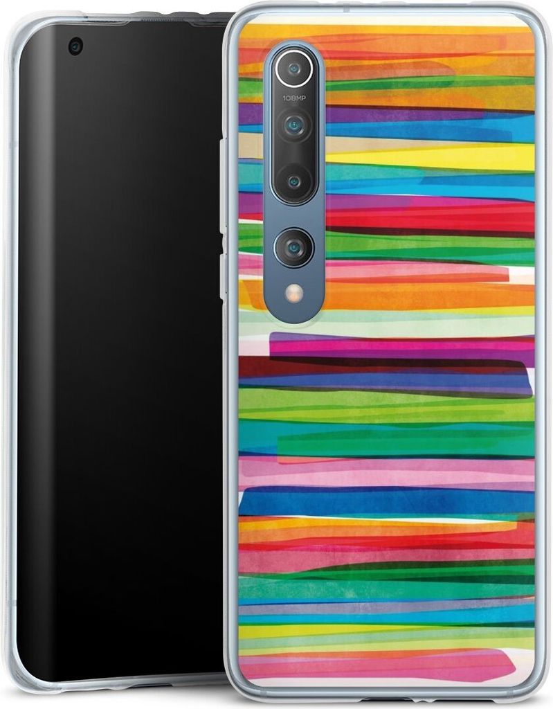 DeinDesign Handyhülle für Xiaomi Mi 10 Silikon Hülle Case Smartphone Schutzhülle Streifen Wasserfarbe bunt