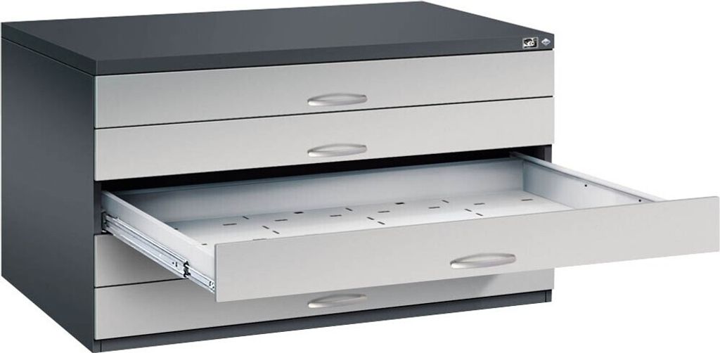 CP 7200 Planschrank dunkelgrau, silber 5 Schubladen 135,0 x 96,0 x 76,0 cm