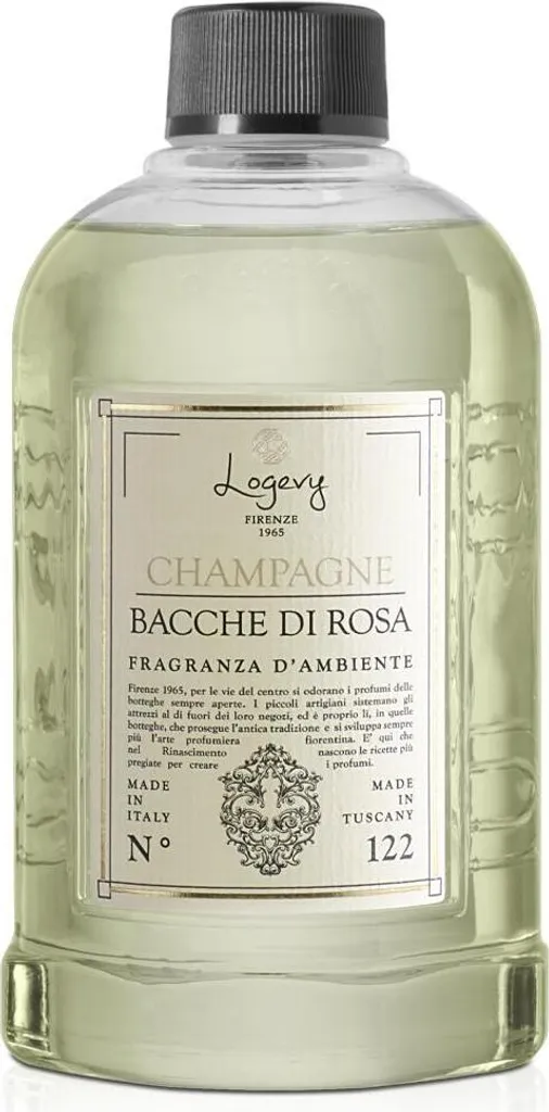 Parfum Diffuseur Champagne et Baies Roses Logevy : Recharge XL de 500 ml