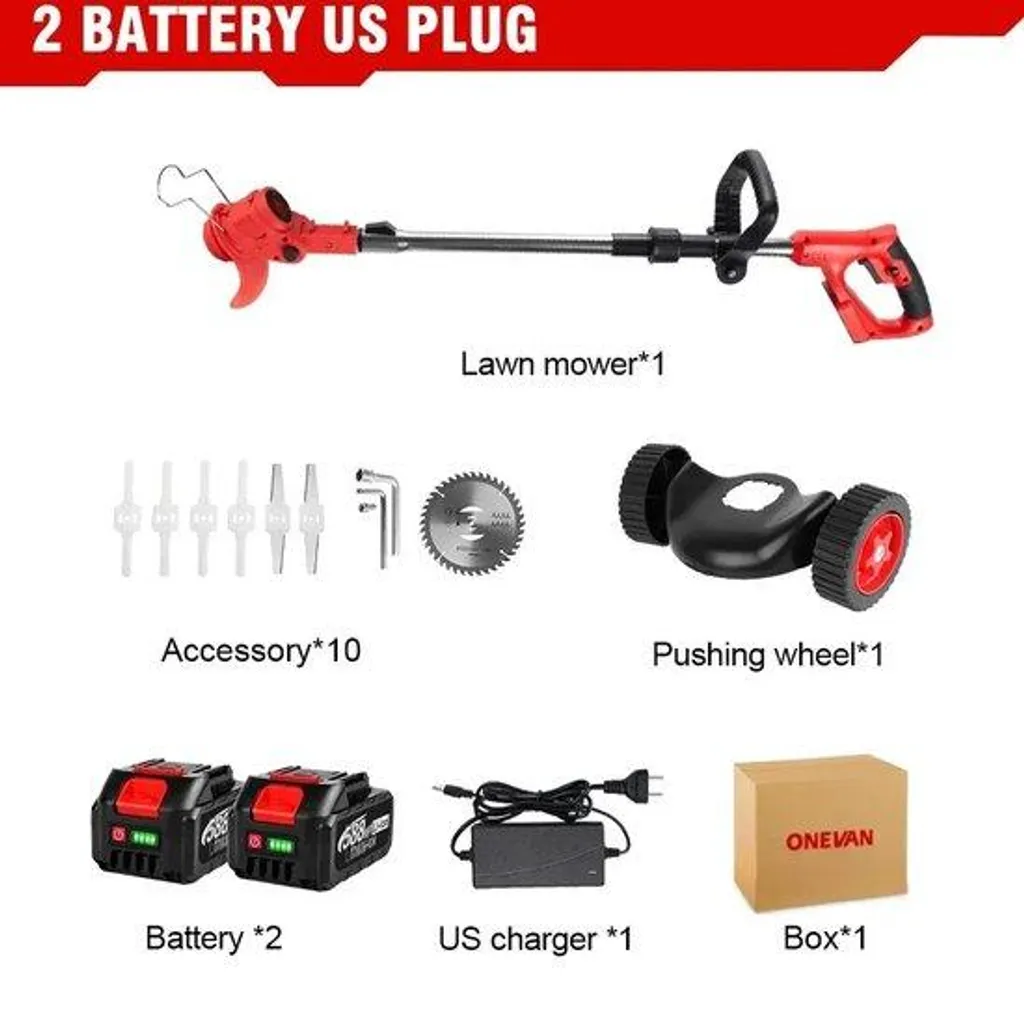 Tondeuse à gazon électrique à batterie XR-20 sans fil Noir et rouge