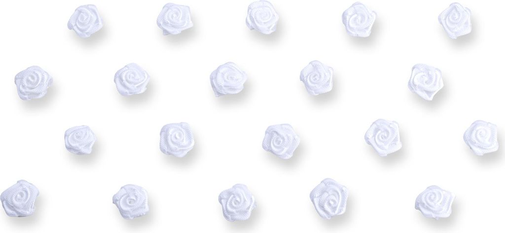 Satinrosen 10mm zum Basteln & Aufnähen 20 Stück Weiß