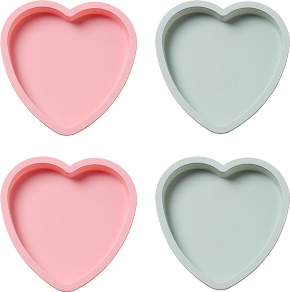 CANDeal 15cm Silikon Backform Herz, 4 Stk. Kuchenform Silikon, Antihaft- & schnell abgelöstes Backformen Set für Schichtkuchen, Käsekuchen, Rege...