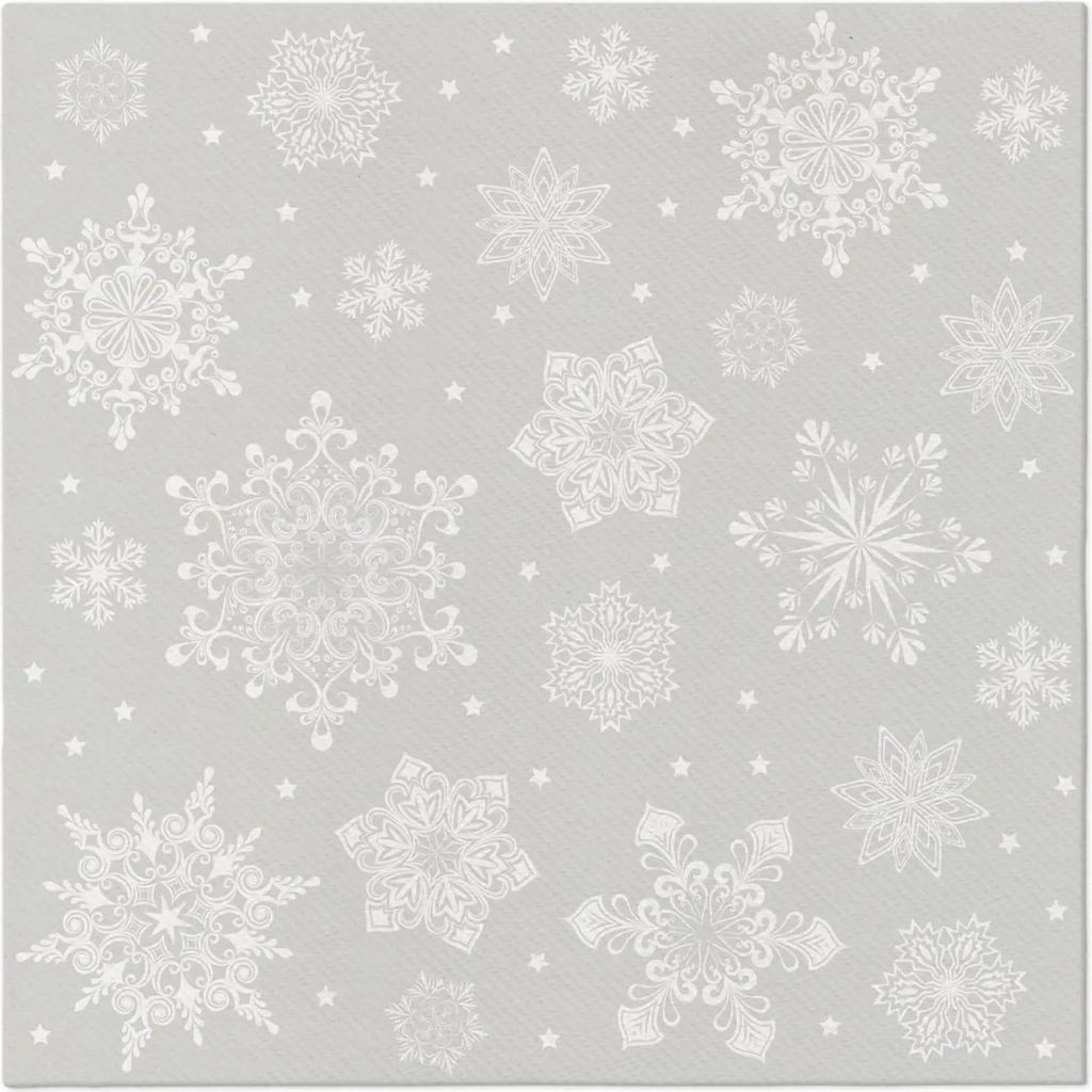 Premium Airlaid Servietten, "Snowflakes Silver", 1/4, 40 x 40 cm 50 Stück.