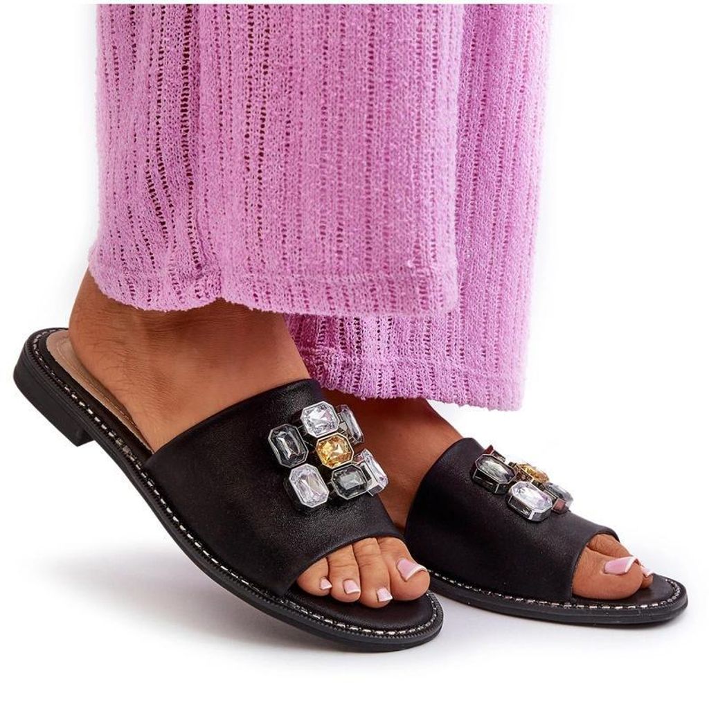 Damen-Sandalen mit Verzierungen S.Barski KV27-031 schwarz 36