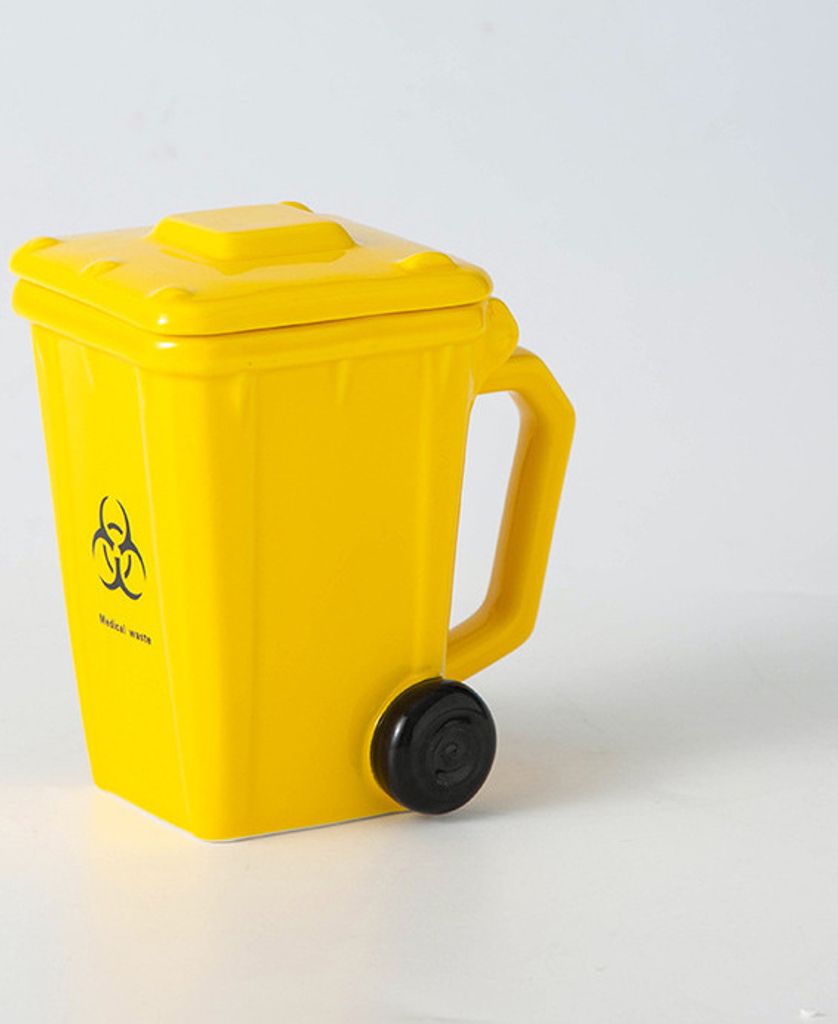 Kreative Keramiktasse Keramische Mülltonne Kaffeetassen Bürotasse Lustige Kaffeebecher, Gelb